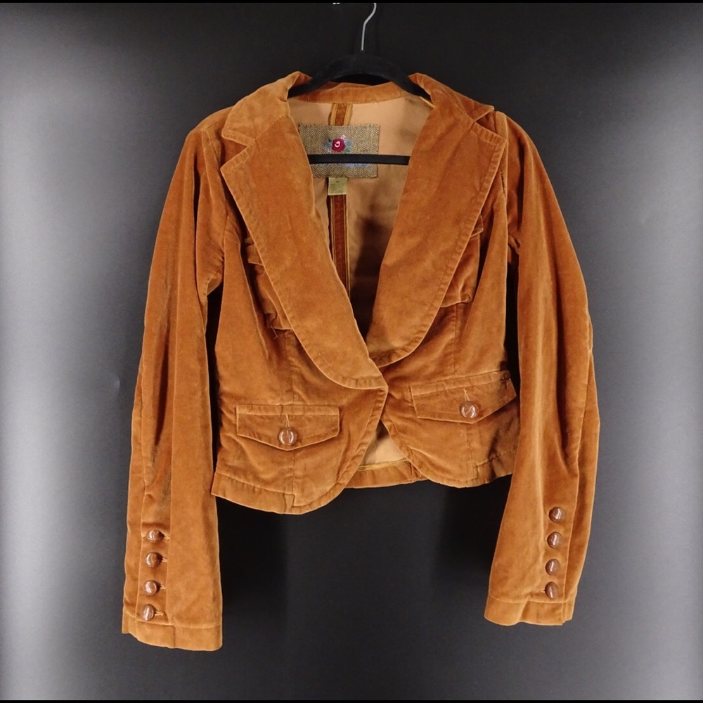BB DAKOTA X STEVE MADDEN Crushed velvet blazer burnt orange size medium